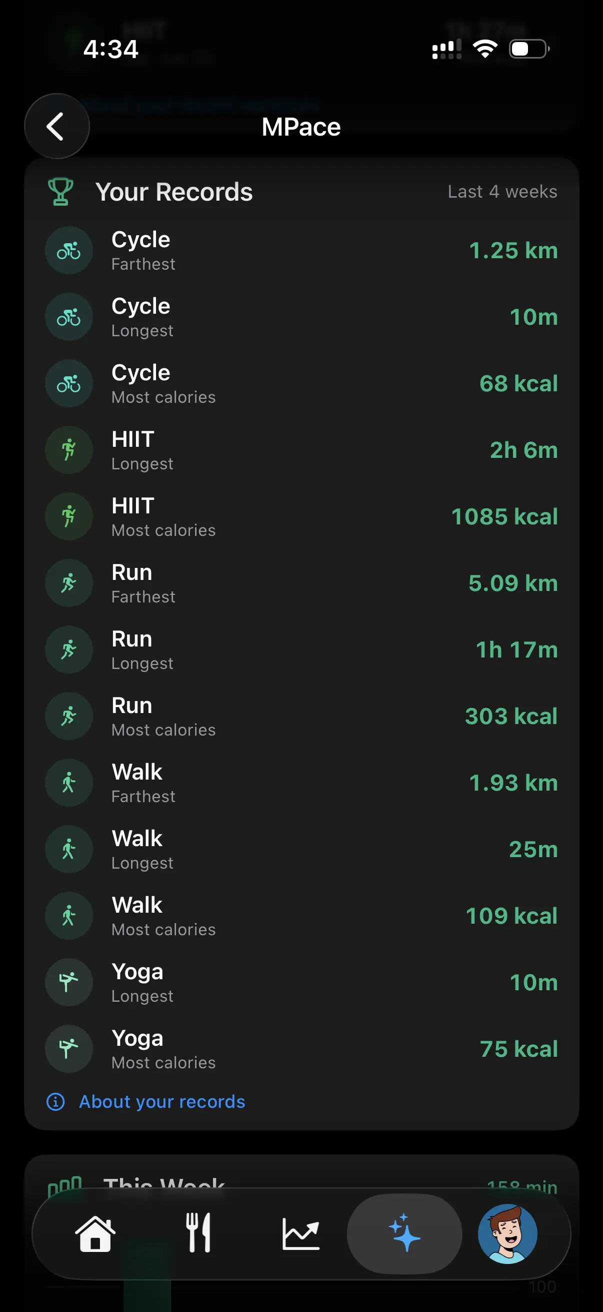 Metapace — MPace Recent workouts