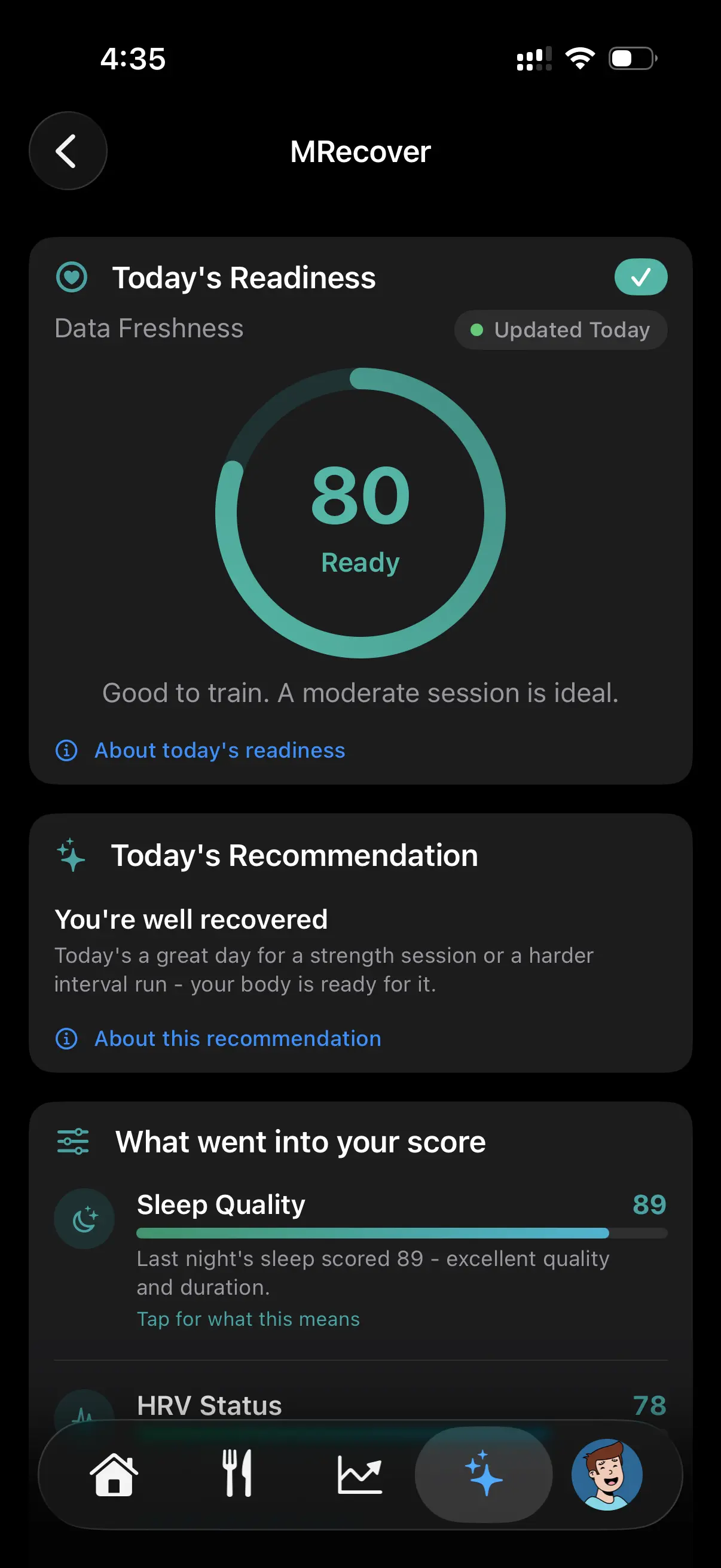 Metapace — MRecover Daily readiness